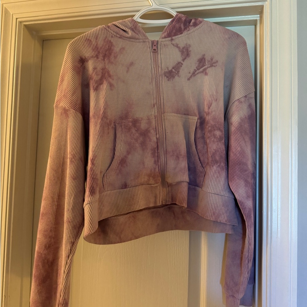 Purple Tie-Dye Cropped Hoodie
